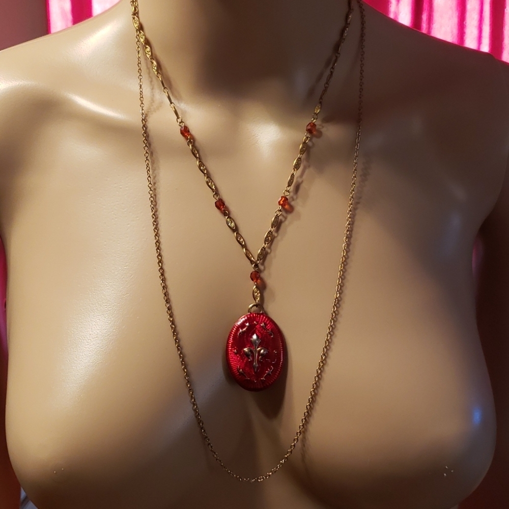 Blackheart double chain fleur-de-lis necklace
